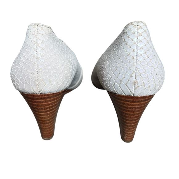 Franco Sarto Frankie Taupe Greige Reptile Wedge Pumps Size 7.5 - Picture 10 of 11